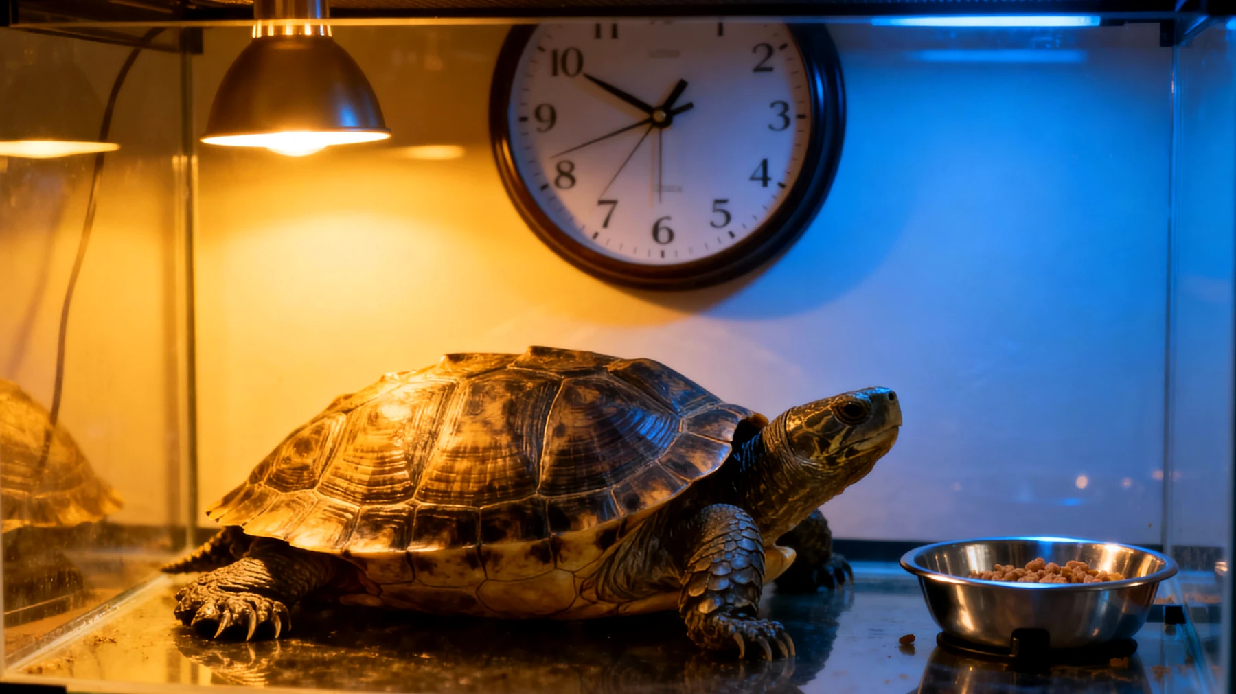 Schildkröten benötigen eine strukturierte tägliche Routine mit regelmäßigen Fütterungszeiten, kontrollierten Licht- und Temperaturzyklen sowie festgelegten Ruhezeiten, um ihr natürliches Verhalten zu fördern und Stress zu vermeiden"