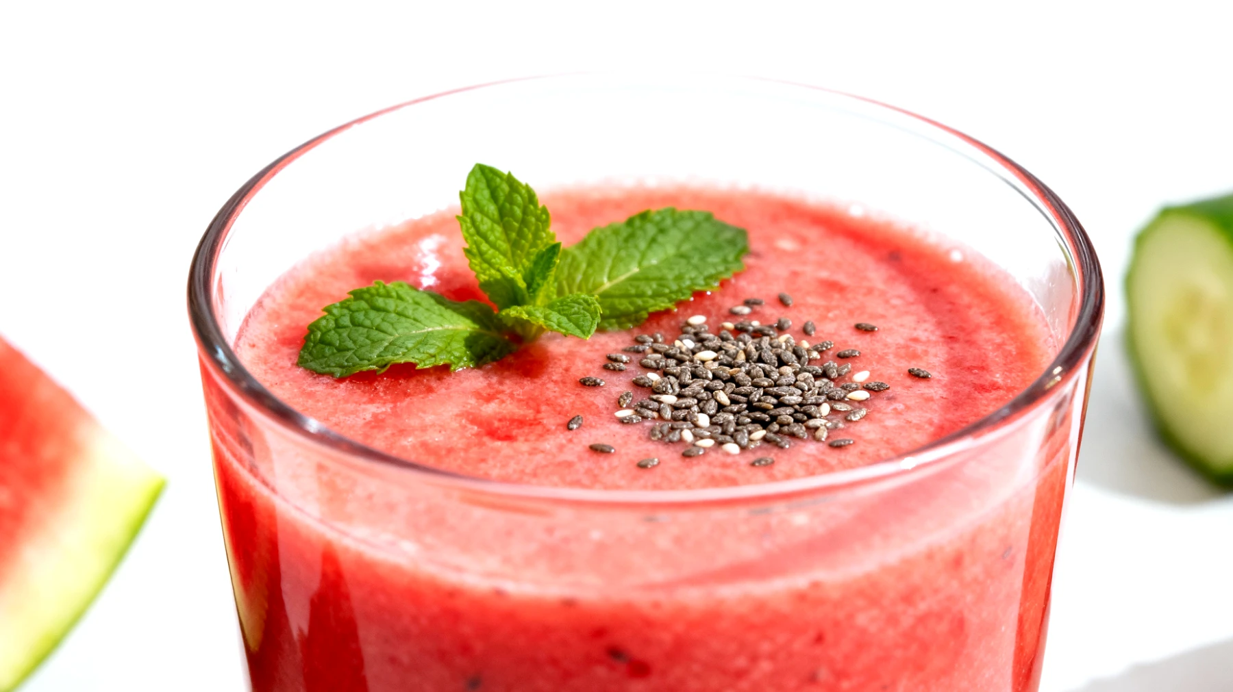 Wassermelonen-Gurken-Smoothie mit Minze und Chiasamen"
